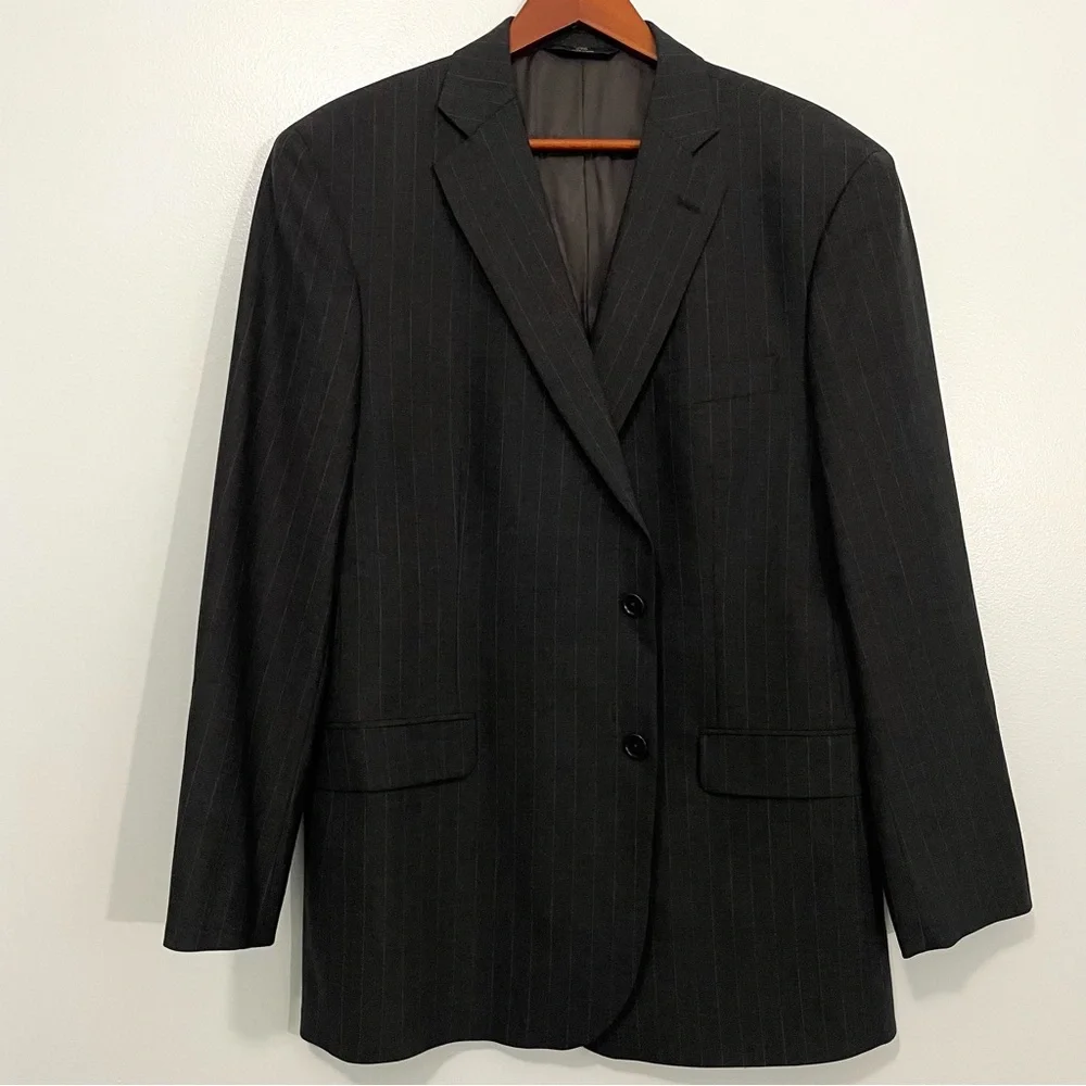 Brooks Brothers 346 Gray Pinstripe Stretch Wool Blazer  Size 46R